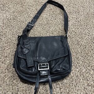 Black Leather Banana Republic moto biker Shoulder Bag